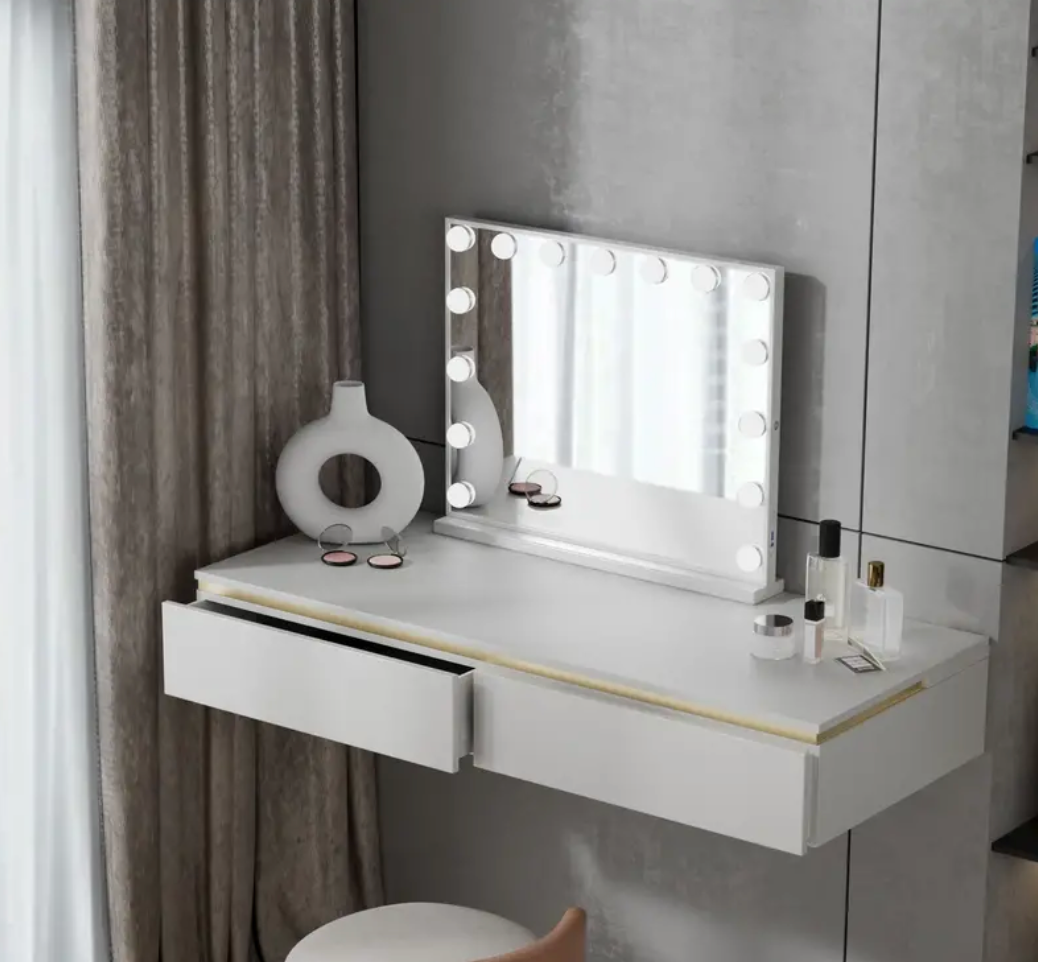 Hollywood Vanity Makeup Mirror - 23" x 19" with USB and USB to USB-C adapters, mountable or stand